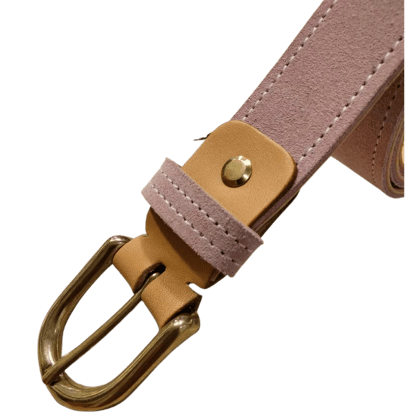 Ceinture veau-velours rose - Grand Rue