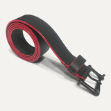 Ceinture sur mesure boucle DÉPLOYANTE | noir et rouge - Grand Rue